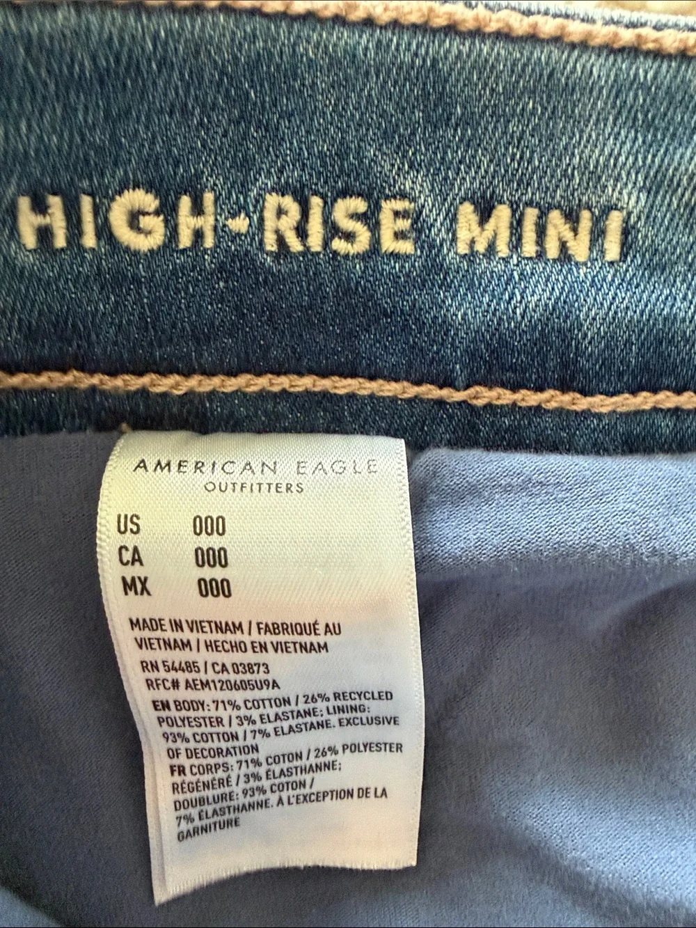 American Eagle Outfitters Blue Denim Mini Skirt with Front Slit